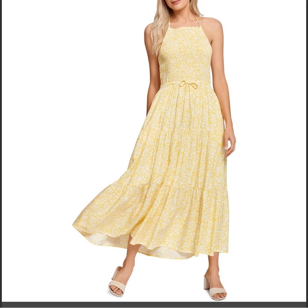 Cream and Yellow Floral Dress